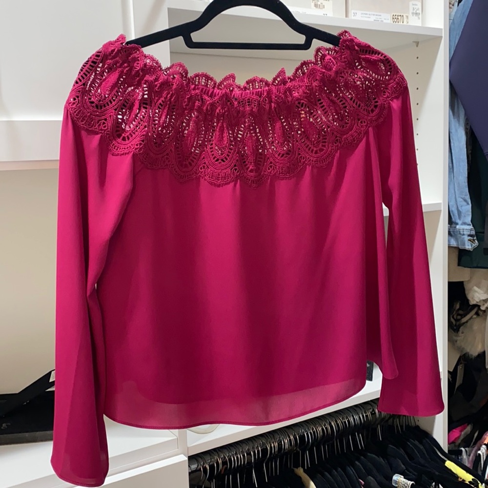 Pink intermix off the shoulder blouse